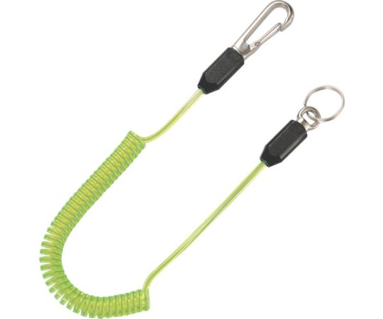 スリム四角コイルセーフティコードHisqare イエローグリーン 最大長さ1250/自然長330mm