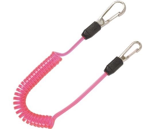 コンパクトセーフティコードHisqare 蛍光ピンク 最大長さ1300/自然長380mm