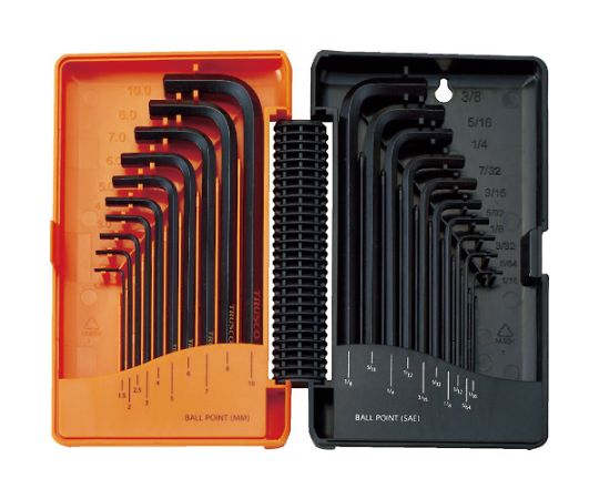 ボールポイント六角棒レンチ（標準タイプ）　ミリ10本・インチ10本