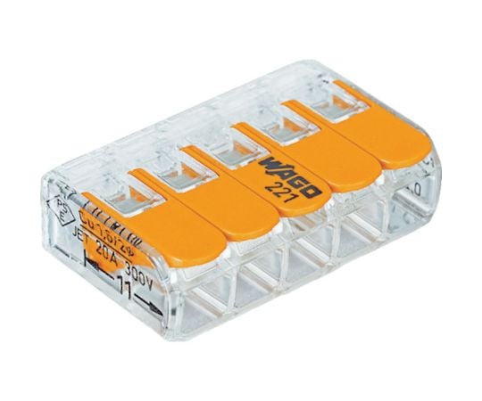 より線・単線ワンタッチ接続可能コネクタ　5穴用（25個入）