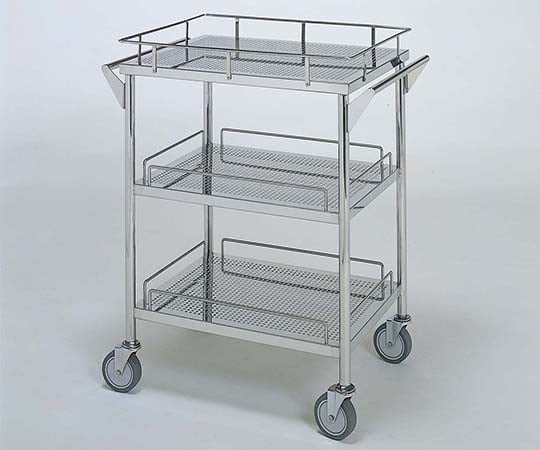 ステンレスワゴン 回診車L (パンチング枠付) 3段