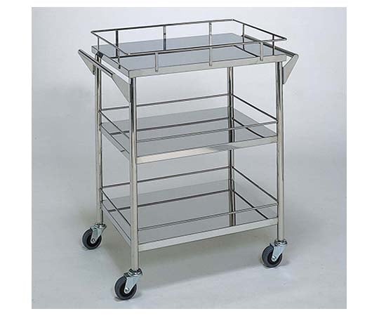 【本日最終】タニコー　3段ステンレスワゴン 62-2714-82 ステンレスワゴン 回診車 (静音仕様 枠付) 3段 600×450