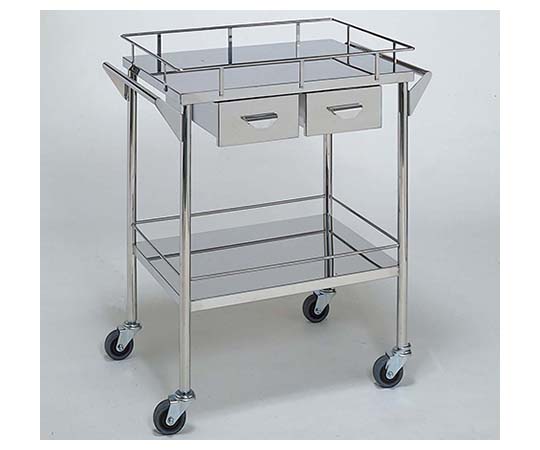 ステンレスワゴン 回診車 (静音仕様) 引出2個付 2段