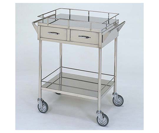 ステンレスワゴン 回診車L (枠付) 引出2個付 2段