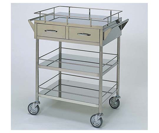 ステンレスワゴン 回診車L (枠付) 引出2個付 3段