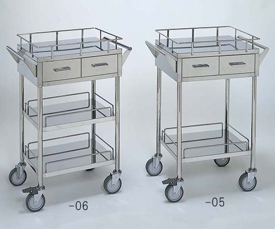 ステンレスワゴン 回診車 (枠付) 引出2個付 2段