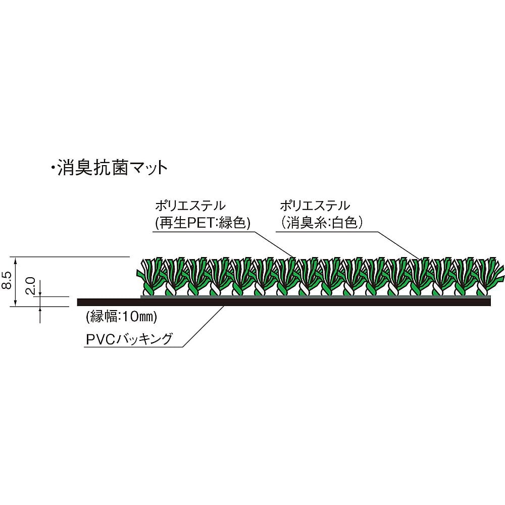 62-2958-77 消臭抗菌マット #6(グリーン) F-181-6-G 【AXEL】 アズワン