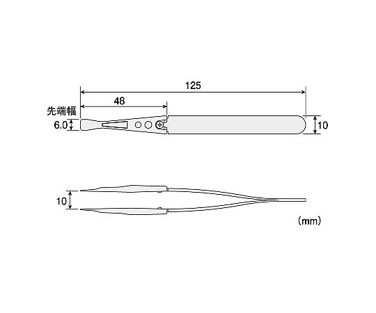 ESDチップピンセット 先端幅6.0mm(ヘラ型)　P-645-S