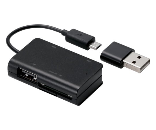 スマホ・タブレット用メモリリーダライタ（USBポート付） ブラック MRS-MBH10BK