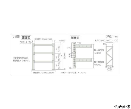 62-3102-47 パレットラック1トン2300×1000×H4000 3段 単体 1D-40B23-10-3 【AXEL】 アズワン