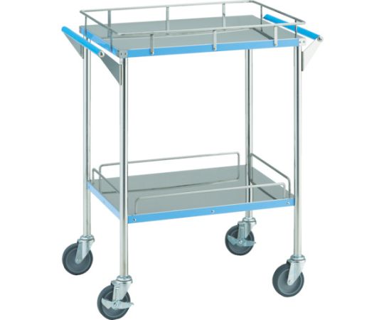 抗菌SUSカラーラインワゴン　引出無し　750X450　ブルー