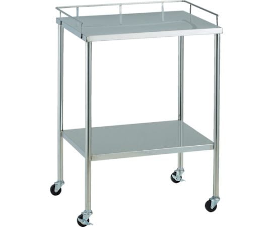 抗菌SUSワゴン　上下3方手摺付き　600X450