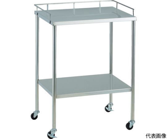 抗菌SUSワゴン　上下3方手摺付き　750X450