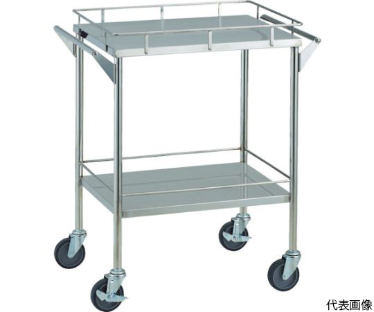 抗菌SUSワゴン　上下手摺付　両ハンドル　450X300