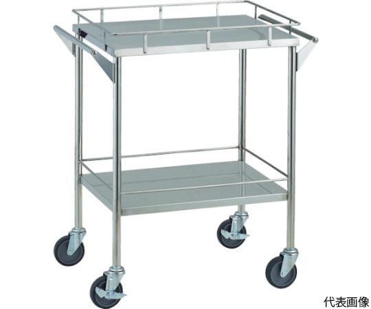抗菌SUSワゴン　上下手摺付　両ハンドル　750X450