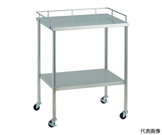 ステンレスワゴン SUS304ワゴン 上段3方手摺付き 450X300