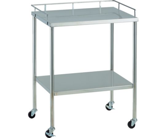 ステンレスワゴン SUS304ワゴン 上段3方手摺付き 600X450