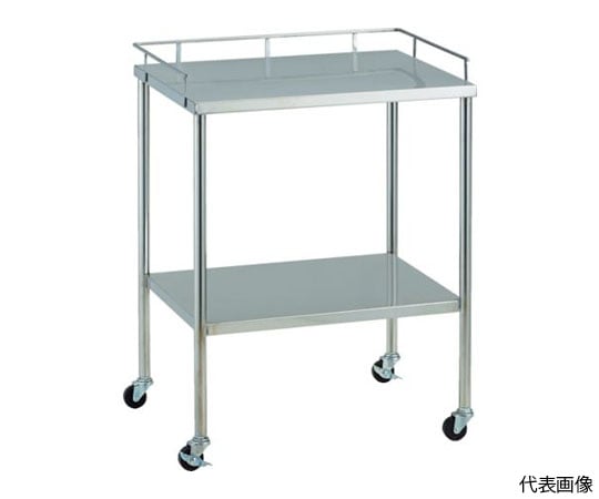ステンレスワゴン SUS304ワゴン 上段3方手摺付き 750X450