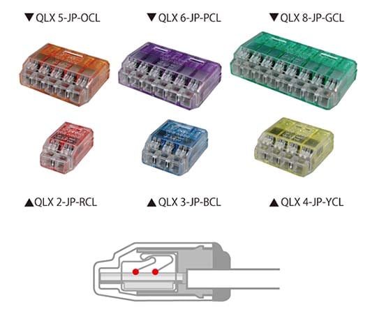 62-3143-37 差込形電線コネクタ クイックロック クリアパープル QLX 6-JP-PCL ｺﾈｸﾀ 20ｺ