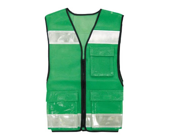 メッシュ安全反射ベスト 蛍光グリーン