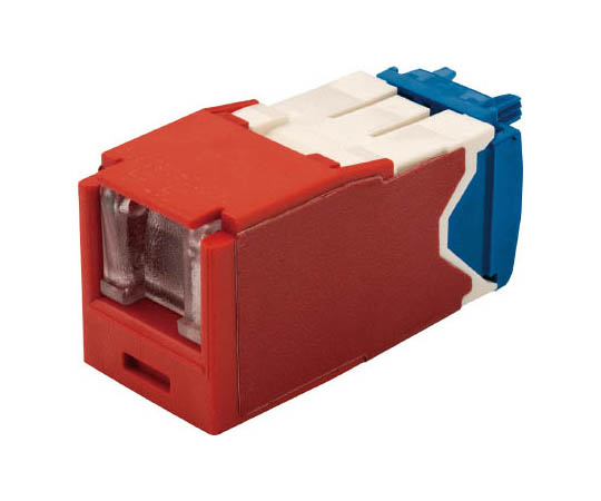 カテゴリ6A シャッター付モジュラージャック 赤