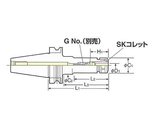 高圧センタースルー型スリムチャック BT50-SK10C-200