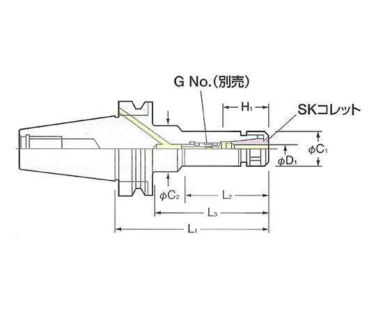 フランジスルー型スリムチャック BT50-SK10F-165