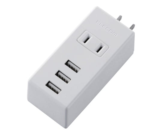 モバイルUSBタップ(縦向き) ホワイト Aメス 3ポート