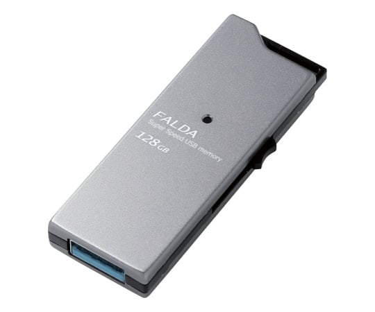 62-4135-10 高速USB3.0メモリ(スライドタイプ) 128GB ブラック MF