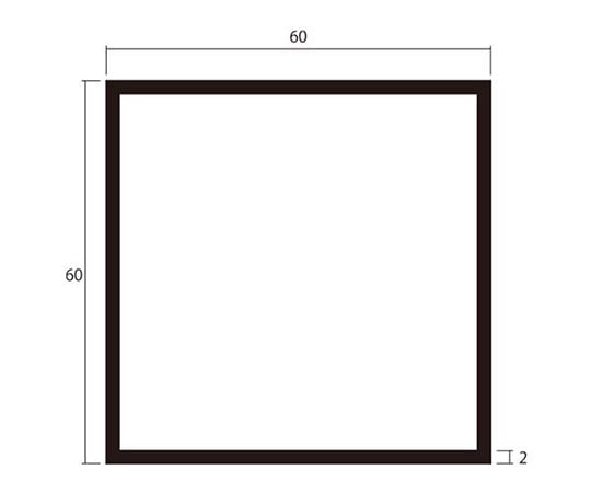 アルミ角パイプ 1m 2.0×60×60mm シルバー 4本組