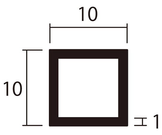 アルミ角パイプ 1m 1.0×10×10mm ステンカラー 4本組