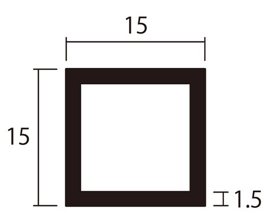62-4880-70 アルミ角パイプ 2m 1.5×15×15mm シルバー 2本組