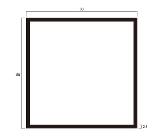 62-4880-87 アルミ角パイプ 2m 2.5×80×80mm シルバー 2本組 【AXEL