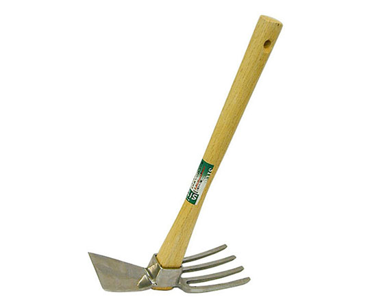 ステンレス片手鍬　イカ型レーキ