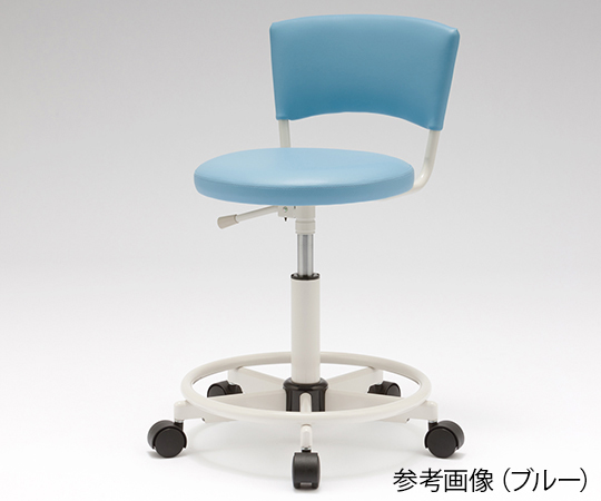 ワーキングスツール (WS235Wシリーズ) 足掛けリング付き・背付き アイボリー/ブルー