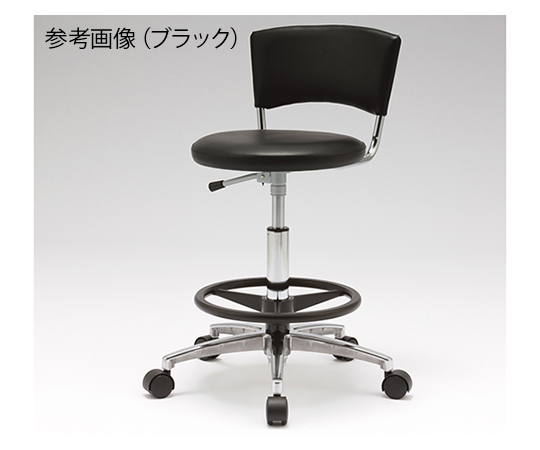 ワーキングスツール (WS237Cシリーズ) 足掛けリング付き・背付き アイボリー/ブルー