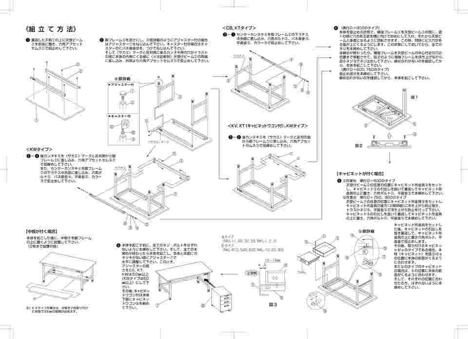 62-6285-76 中量作業台 KVタイプ・ペダル昇降移動式 (ステンレスカブセ