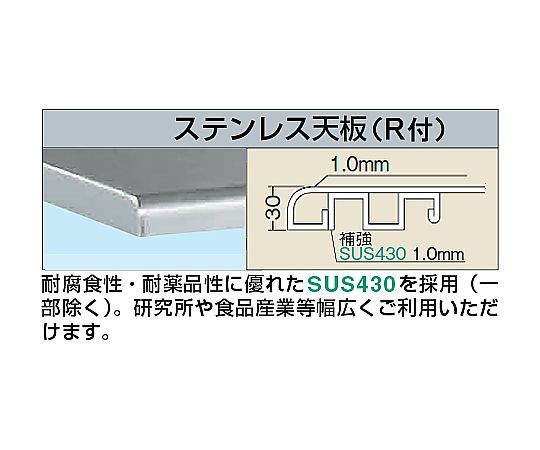 62-6291-04 ステンレス作業台 (天板R付) W900×D600×H740mm SUS4-096R