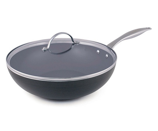 62 6356 グリーンパン ベニス ウォックパン ガラス蓋付 30cm Axel アズワン