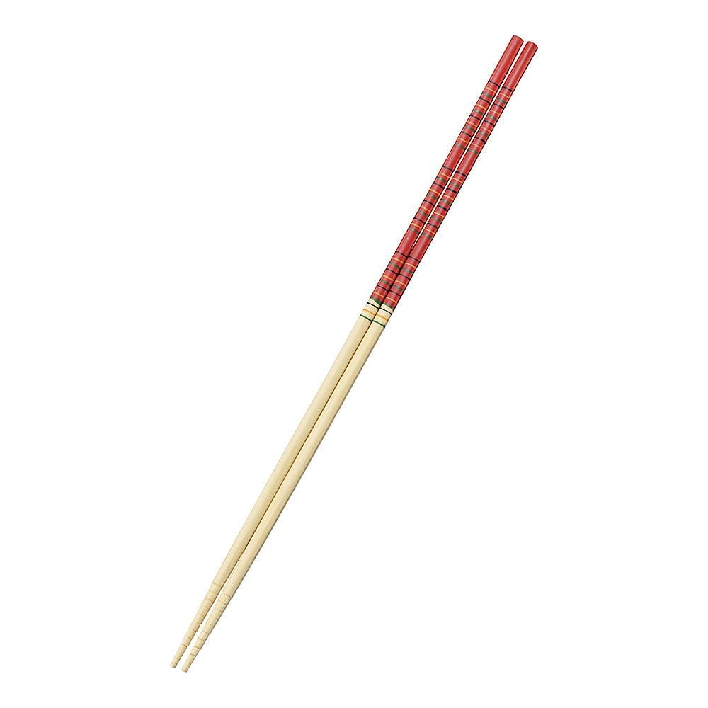 62-6446-98 竹製 歌舞伎菜箸 赤 36cm