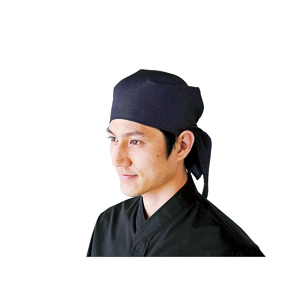 和風三角巾帽子 黒×青紫 SK91-1
