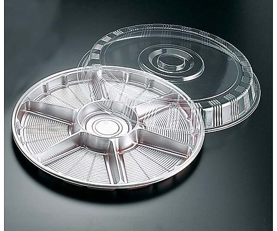 サークルトレー透明蓋付(20セット入) シルバー(7仕切)　FP-8
