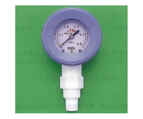 USLフッ素樹脂圧力計 75φ R3/8 0～0.5Mpa