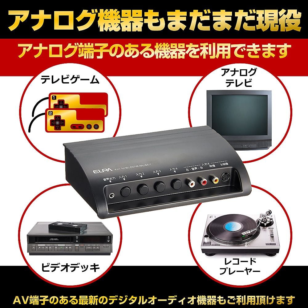 62-8558-24 AVセレクター 4in1 ASL-S411 【AXEL】 アズワン