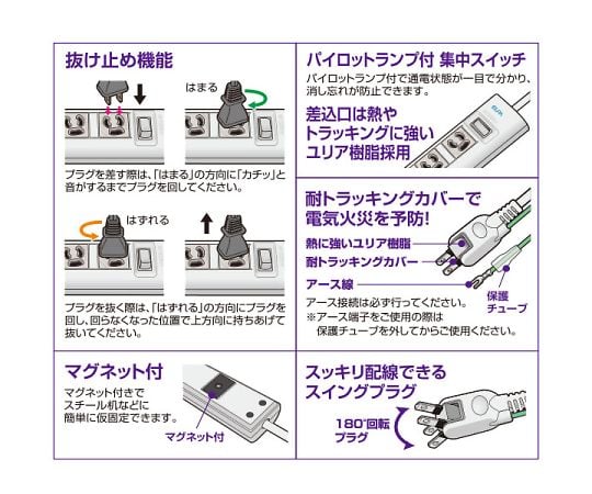 62-8561-75 OAマルチタップ 3P7コ2m WBN-S7203B(G)