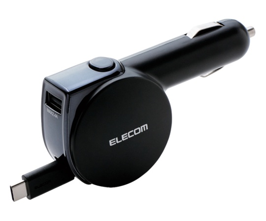 車載充電器(5.4A・巻取りType-C&USB)