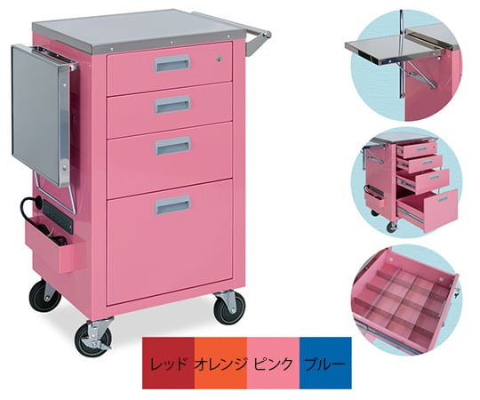 救急C型カート 幅60×奥行43×高さ92cm レッド