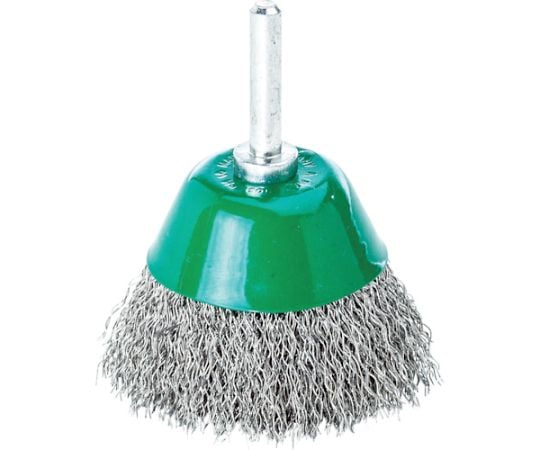 軸付カップ型ブラシ　ステンレス波線0.3　Φ50