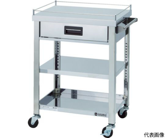 4方コボレ止め・引出付ワゴン　3段