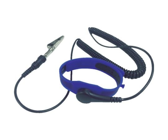 静電気対策用品 シリコンリストストラップ 青 コード全長68cm